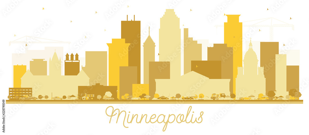 Minneapolis Minnesota USA Skyline Golden Silhouette.