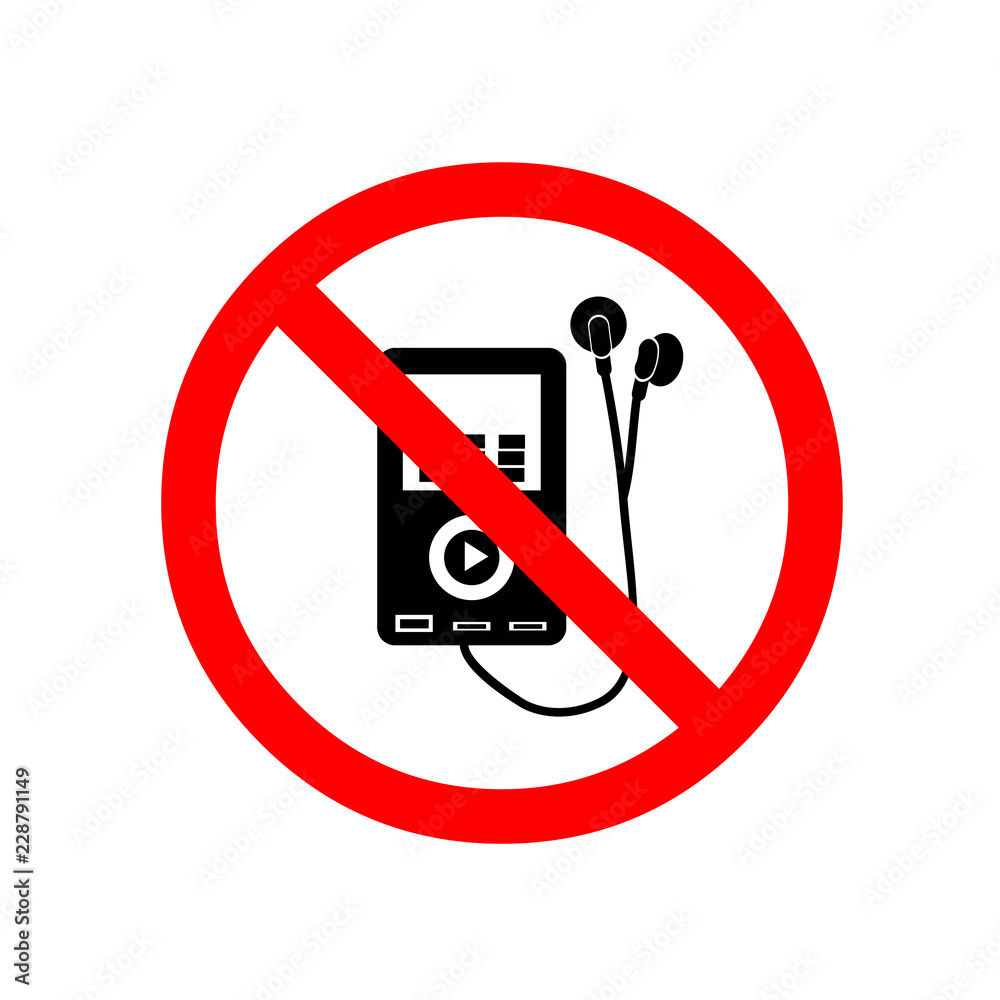 Stockvector no MP3 player - no listen and download music | Adobe Stock