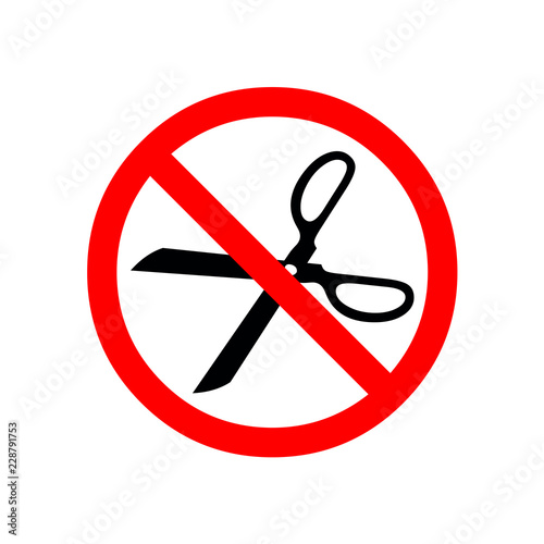 No scissors prohibition sign icon vector illustration Red circle of prohibition isolated on white do not cut