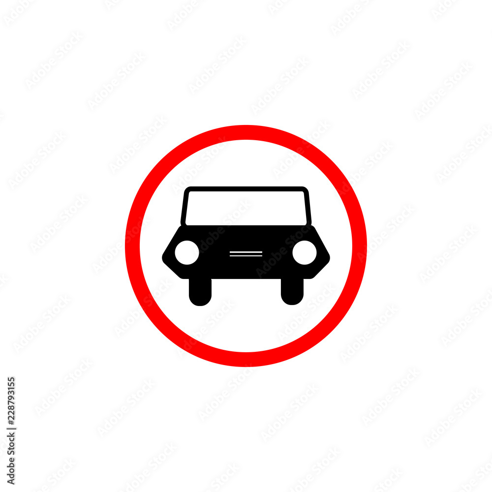 Road sign, movement of motor vehicles is prohibited. No car. Car sign in red circle Road sign, movement of motor vehicles is prohibited. No car. Car sign in red circle