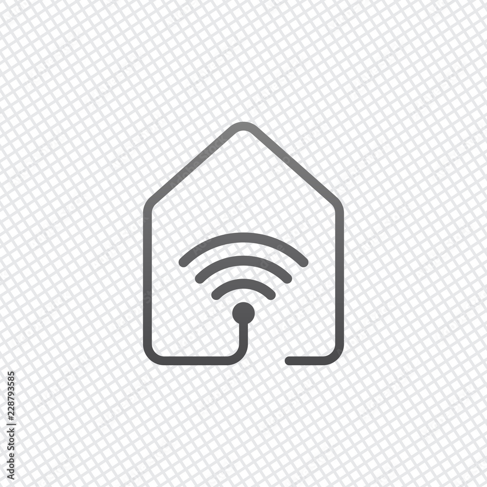 house with wifi icon. line style. On grid background house with wifi icon. line style. On grid background
