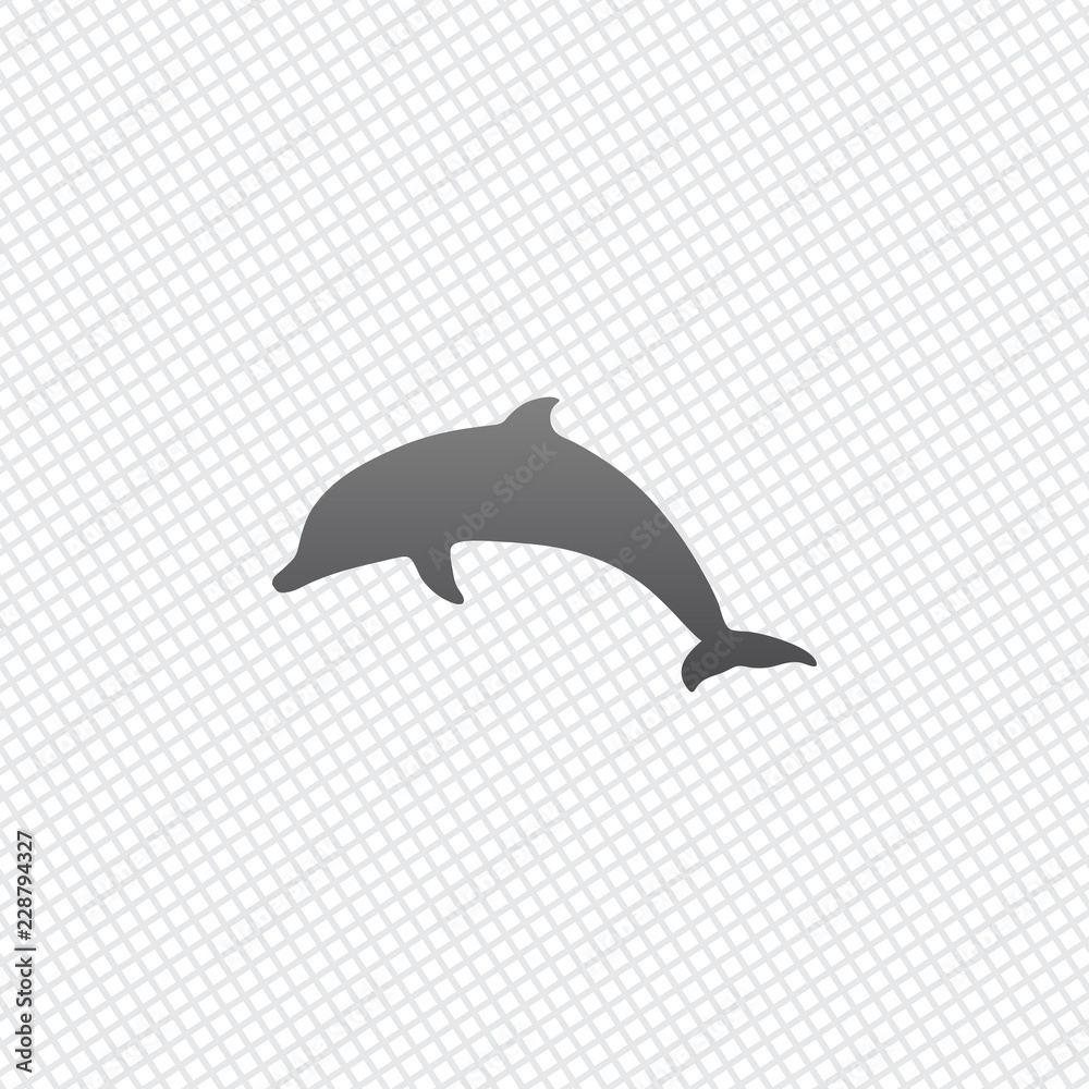 Fototapeta premium silhouette of dolphin. On grid background