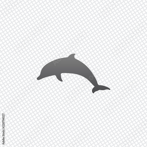 silhouette of dolphin. On grid background