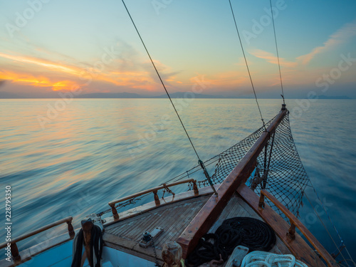 Sunset at the Sailboat deck while cruising in the Cyclades