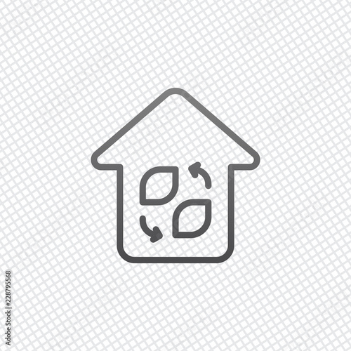 Eco house. Concept logo. Simple linear icon with thin outline. O