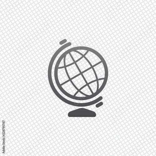 Simple globe symbol. Linear icon. On grid background