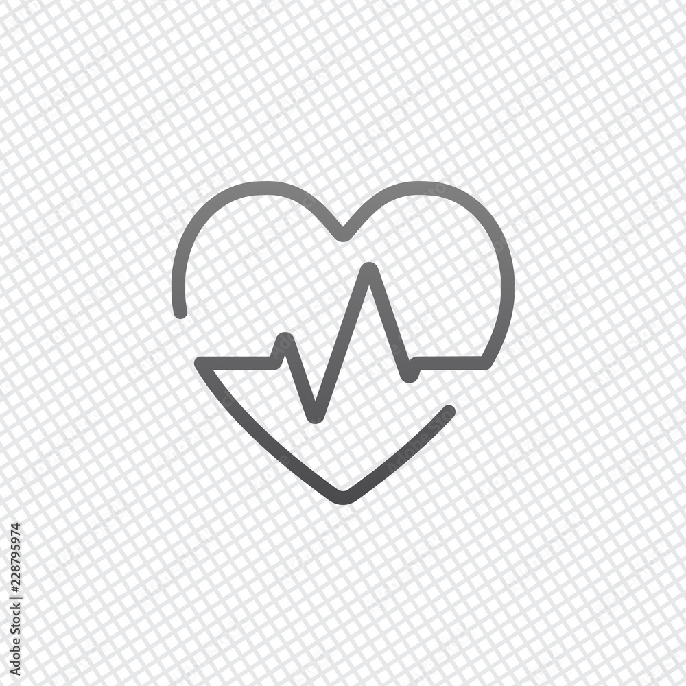 Heart and pulse line. One line style. Linear icon with thin outl Heart and pulse line. One line style. Linear icon with thin outl
