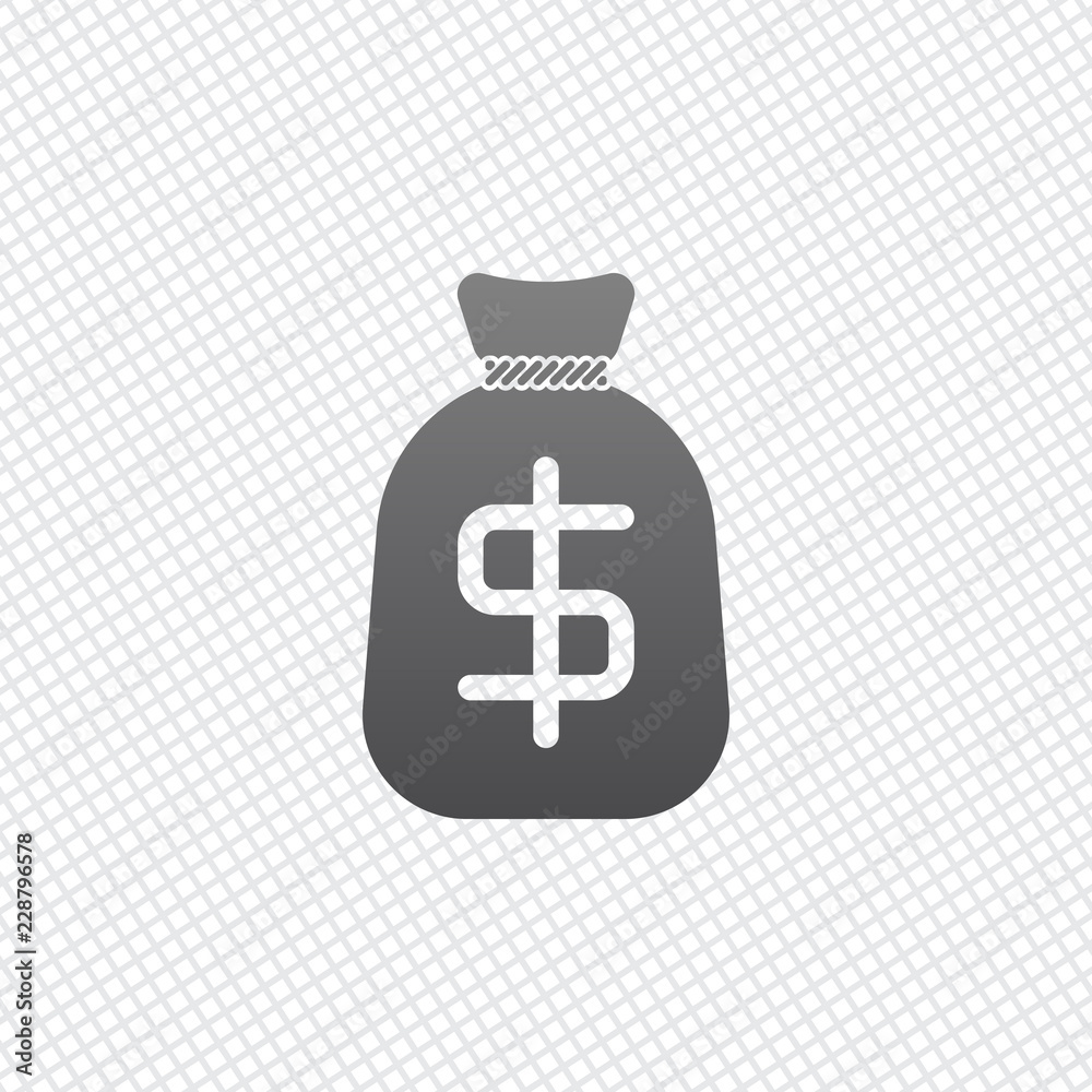 Obraz premium Money bag with dollar. Full moneybag icon. On grid background