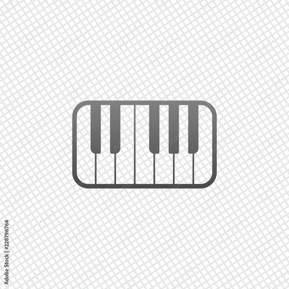 Piano keyboard icon. On grid background Piano keyboard icon. On grid background