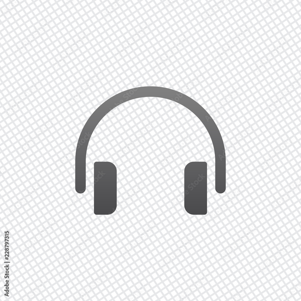 Simple headphones icon. On grid background Simple headphones icon. On grid background