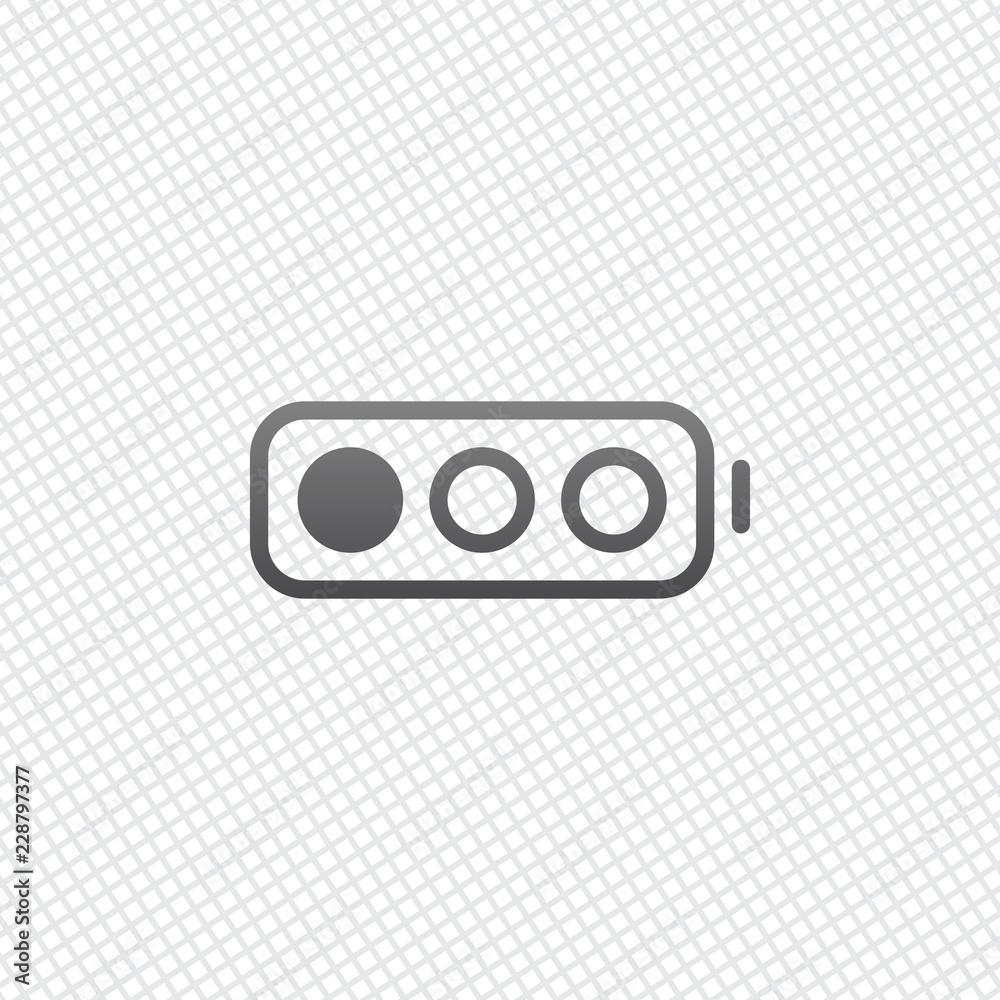 Fototapeta premium Simple battery, low level. On grid background