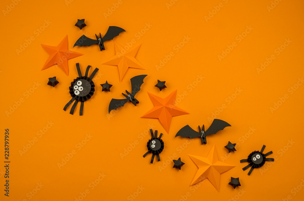 Orange background with collection overhead view