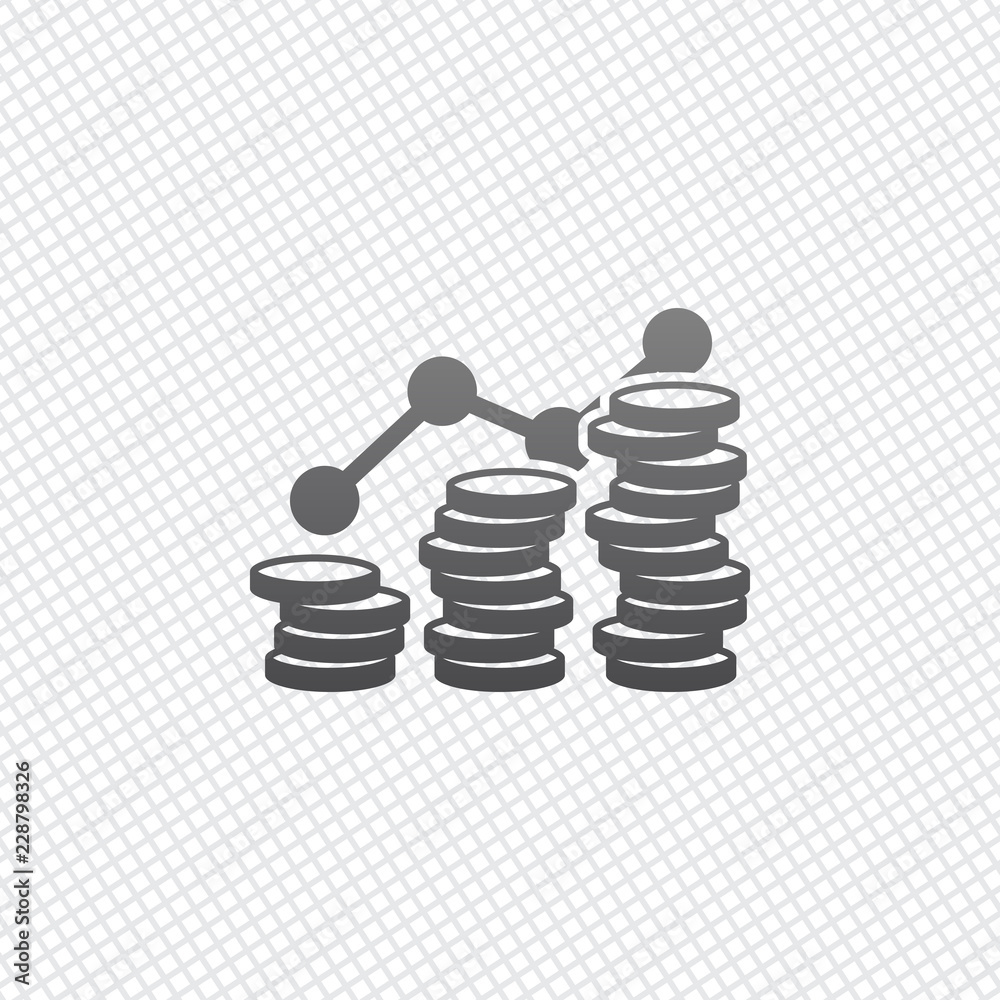 Coins stack, finance grow. On grid background Coins stack, finance grow. On grid background