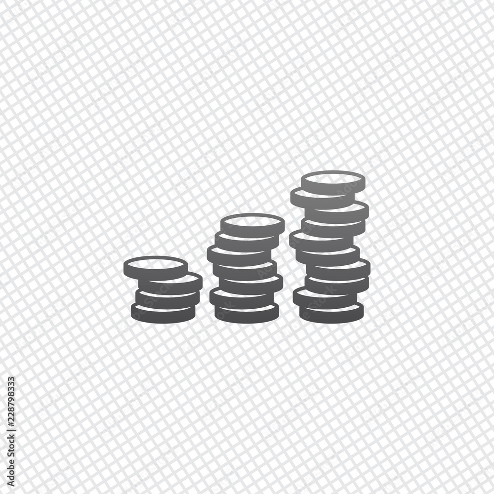 Coins stack, finance grow. On grid background Coins stack, finance grow. On grid background