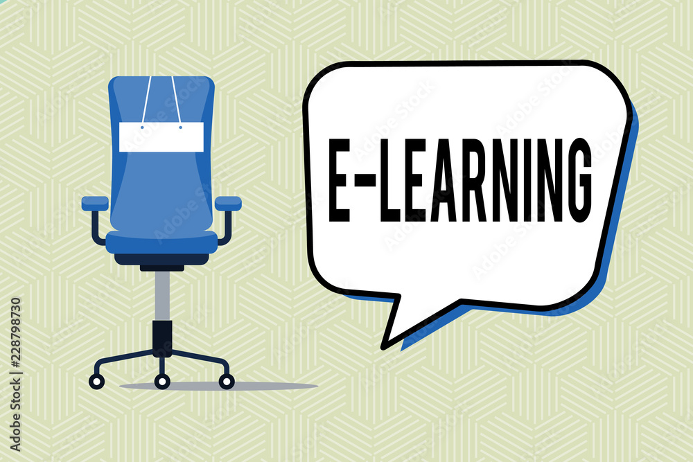 Fototapeta premium Writing note showing E Learning. Business photo showcasing Lessons conducted via electronic media typically on the Internet..