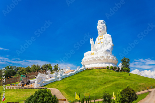Landscape of Wat Huay Pla Kung temple Statue of Guan Yin travel destination the famous place religious attractions of Chiang Rai province, Northern of Thailand. photo