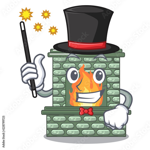 Magician luxury fireplace isolated on the mascot