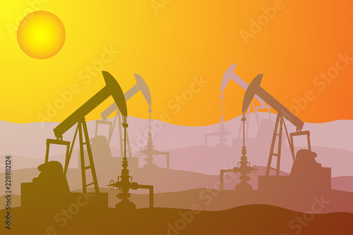 Beampump product crude oil on sunset Background vector