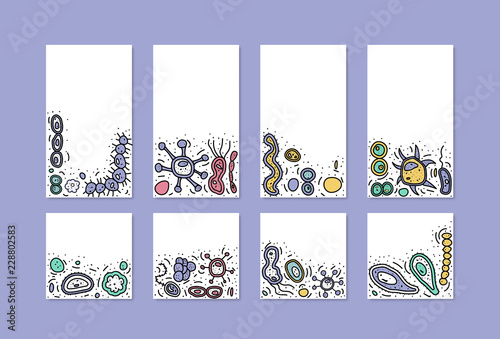 Bacteria cells set composition. Vector illustration.