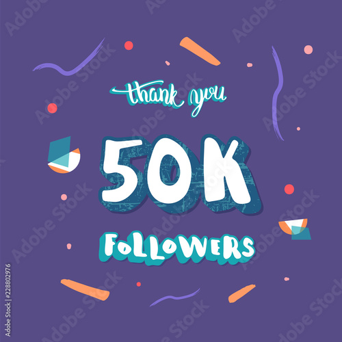 Vector 50k followers thank you social media template.