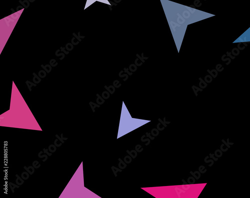 Modern stylish concept of colorful triangles on dark background. Abstract Paper planes, arrows, arrowheads. Vector illustration.