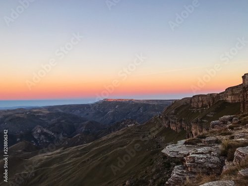 view of Mountains from observation deck at dawn