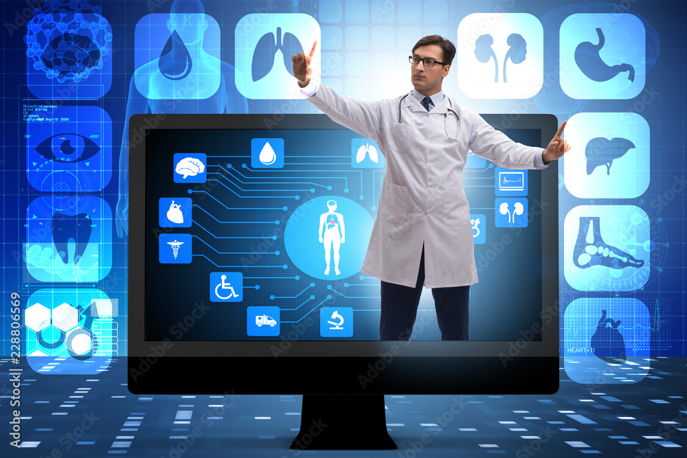 Telehealth concept with doctor doing remote check-up Telehealth concept with doctor doing remote check-up
