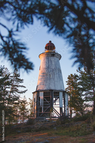 Lighthouse at Cape Besov Nos, Lake Onega shore photo