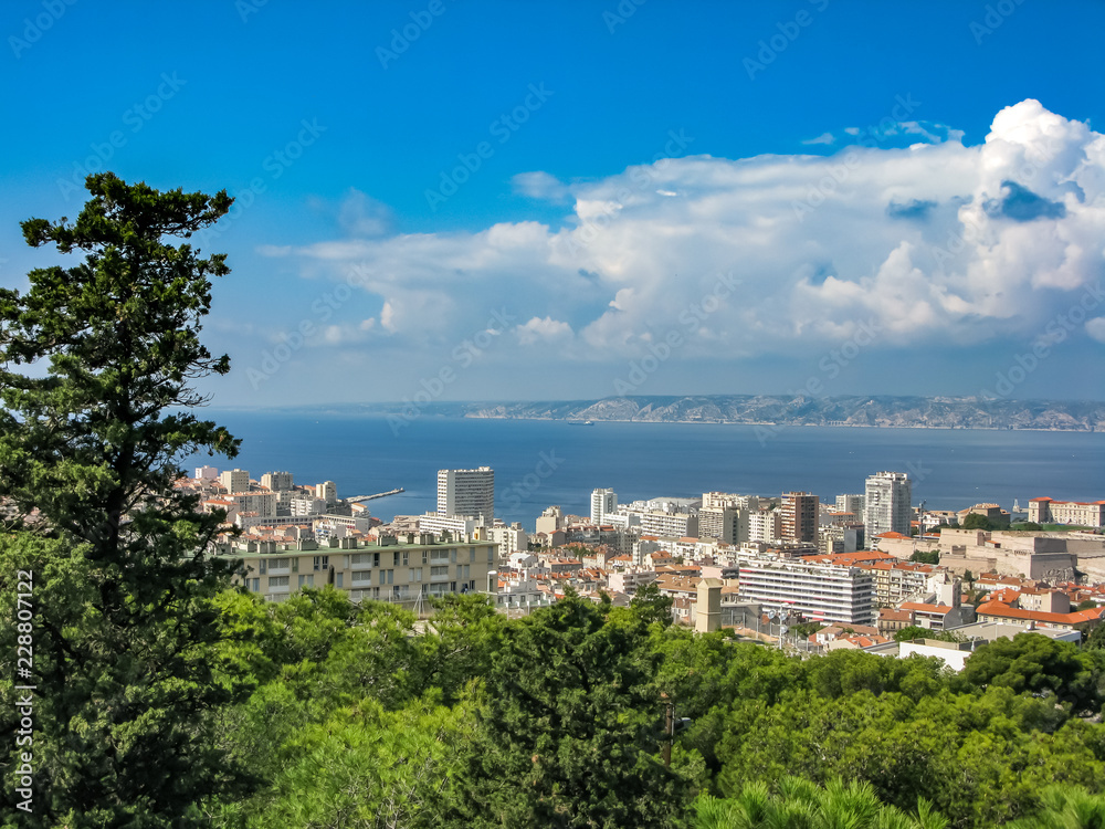 view of the bay and islands from the top of a hill in marseille view of the bay and islands from the top of a hill in marseille
