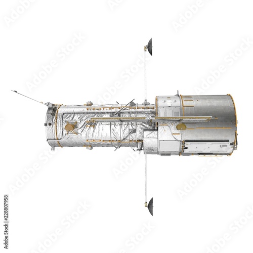 Photo Hubble Space Telescope Isolated On White Backgrouns