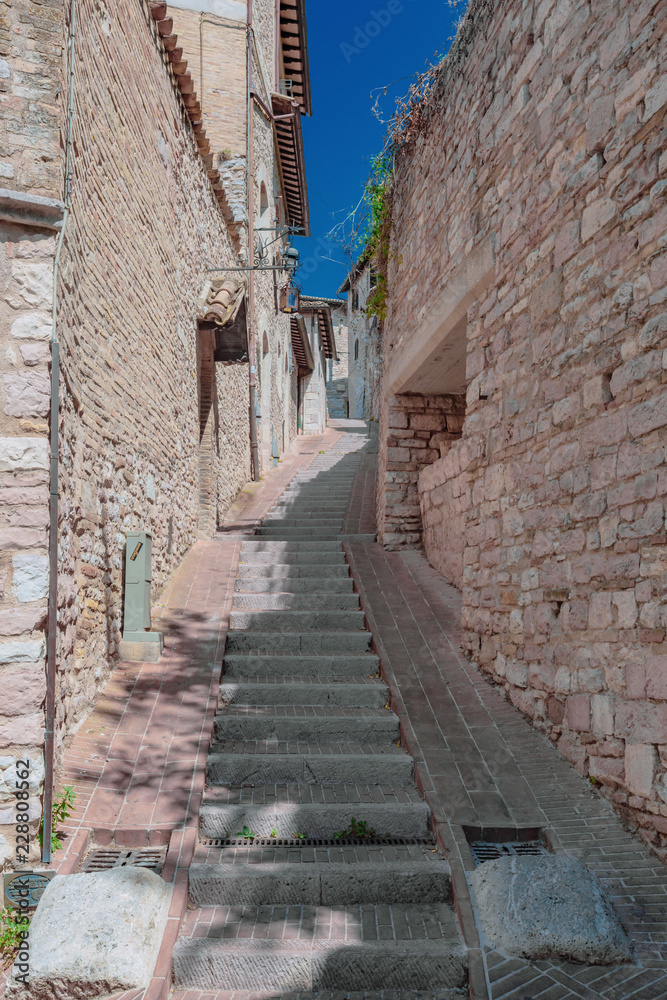 Street and buildings of Assisi, Italy