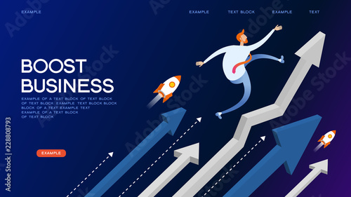 Boost business isometric concept banner photo