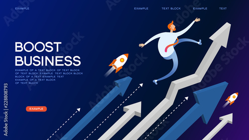 Boost business isometric concept banner