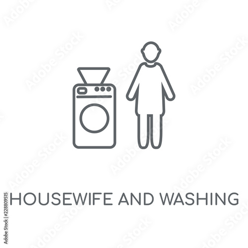 housewife and washing machine icon