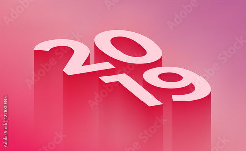 2019 new year pink abstract background. Modern minimalistic styled vector illustration.