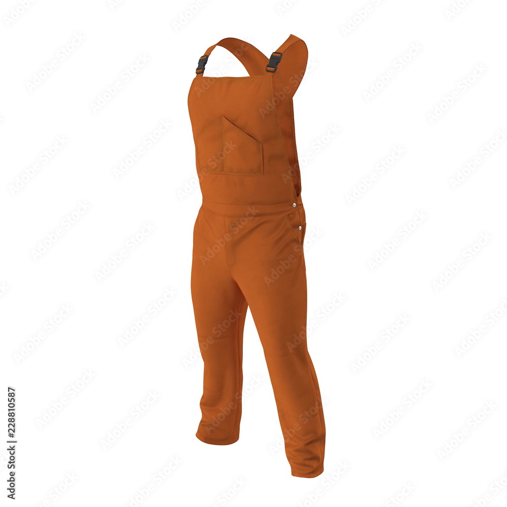 Orange Overall For Workman On White Background. 3D Illustration, isolated