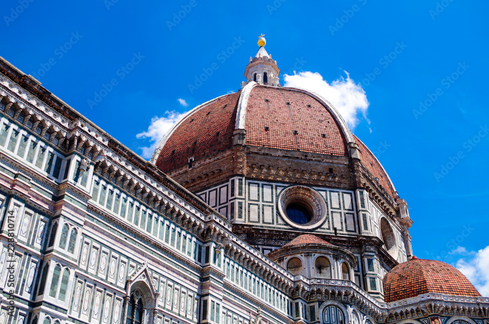 Florence or Firenze, view of beautiful dome of Basilica Santa Maria del Fiore, Brunelleschi