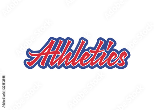 Athletics vector lettering. Handwritten text label. Freehand typography design
