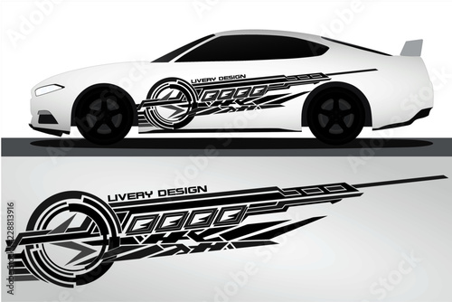 Vinyls sticker Decals for Car truck mini bus modify Motorcycle. Racing Vehicle Graphics kit isolated vector design race Elegant stripes modern red technology background for wrap