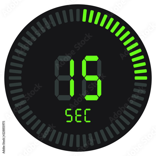 The digital timer 15 seconds. electronic stopwatch with a gradient dial starting vector icon, clock and watch, timer, countdown symbol.