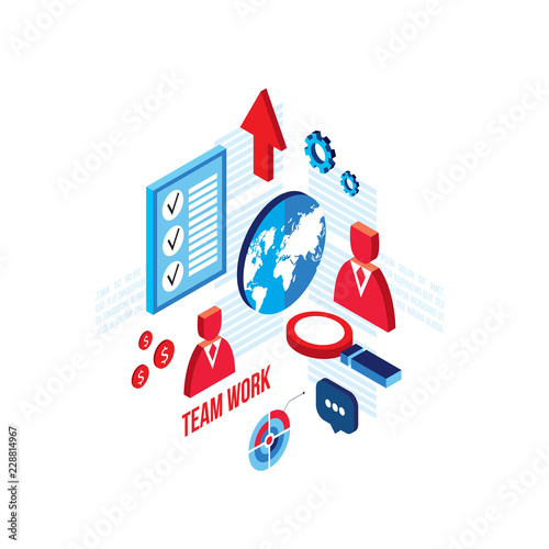 Successful business concept Team work and Partnership 3d isometric flat design Vector illustration