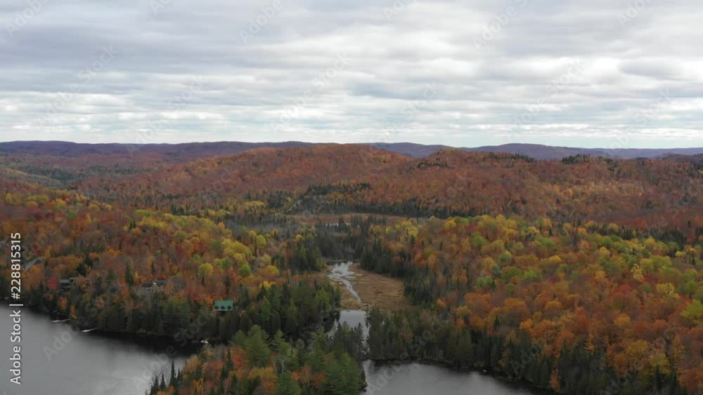 Aerial view of mountains in autumn during a cloudy day Aerial view of mountains in autumn during a cloudy day
