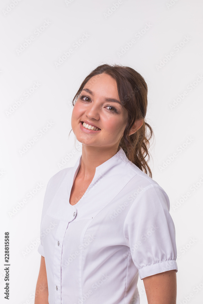 Hindu woman doctor standing over white background Hindu woman doctor standing over white background