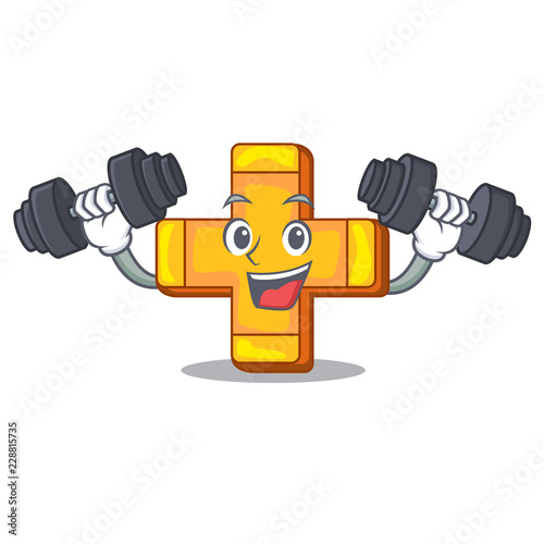 Fitness character line draw symbol plus sign
