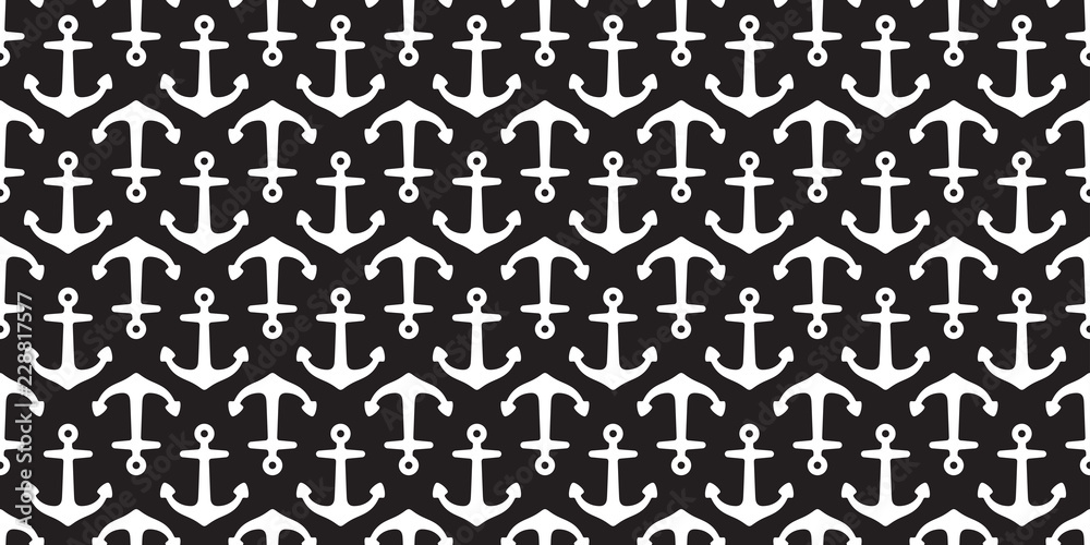 Anchor seamless pattern vector boat helm pirate scarf isolated Nautical maritime ocean sea tile background repeat wallpaper black