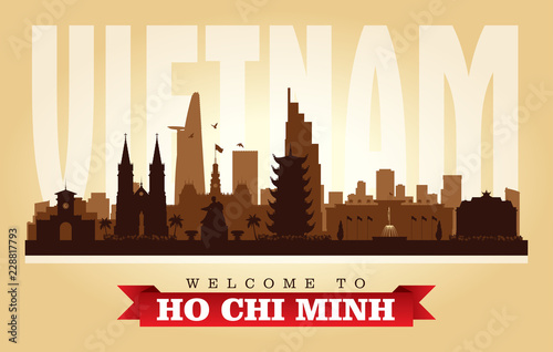 Ho Chi Minh Vietnam city skyline vector silhouette