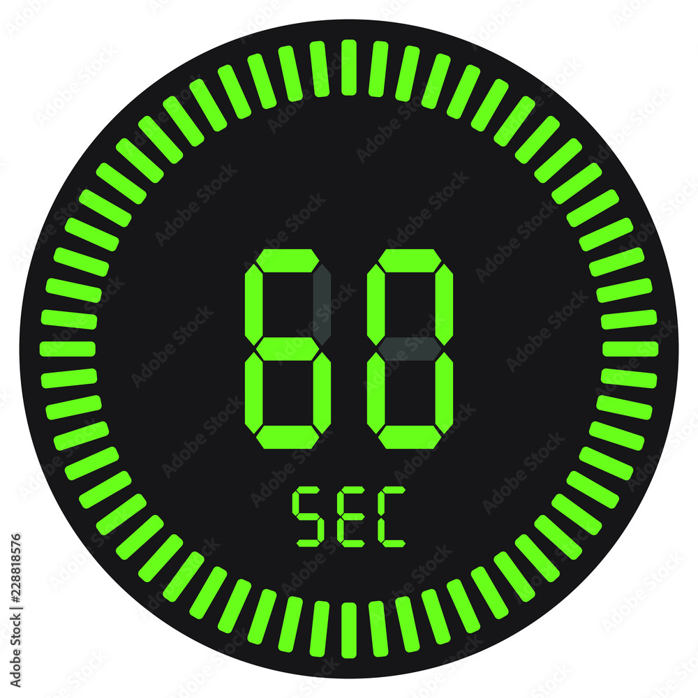 The digital timer 60 seconds, 1 minute, electronic stopwatch with a  gradient dial starting vector icon, clock and watch, timer, countdown  symbol. Stock-Vektorgrafik | Adobe Stock