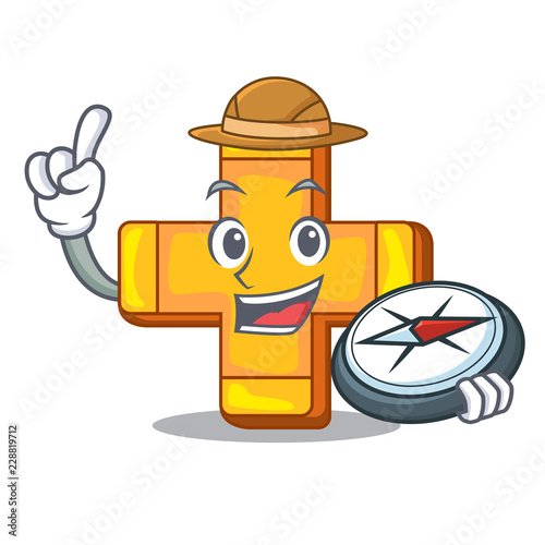 Explorer retro plus sign addition symbol cartoon