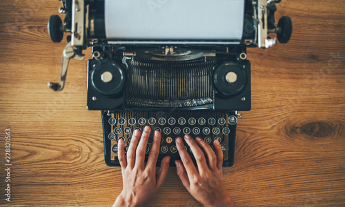 Typing on the vintage typewriter
