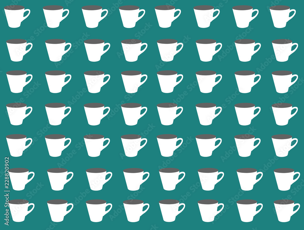 mini cup of coffee seamless pattern on green background for background